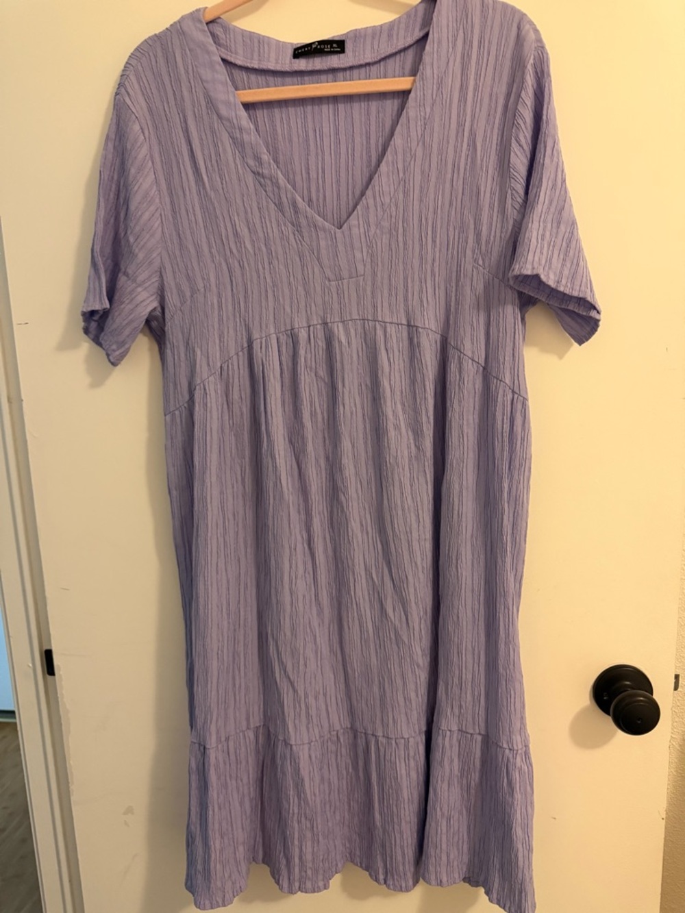Lavender V-Neck Midi Dress